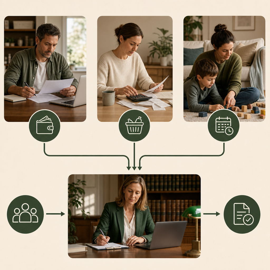Child support assessment process using income, costs and care