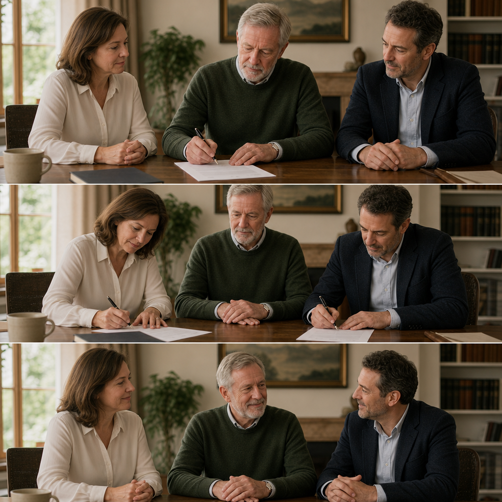 Will signing process with a testator and two witnesses