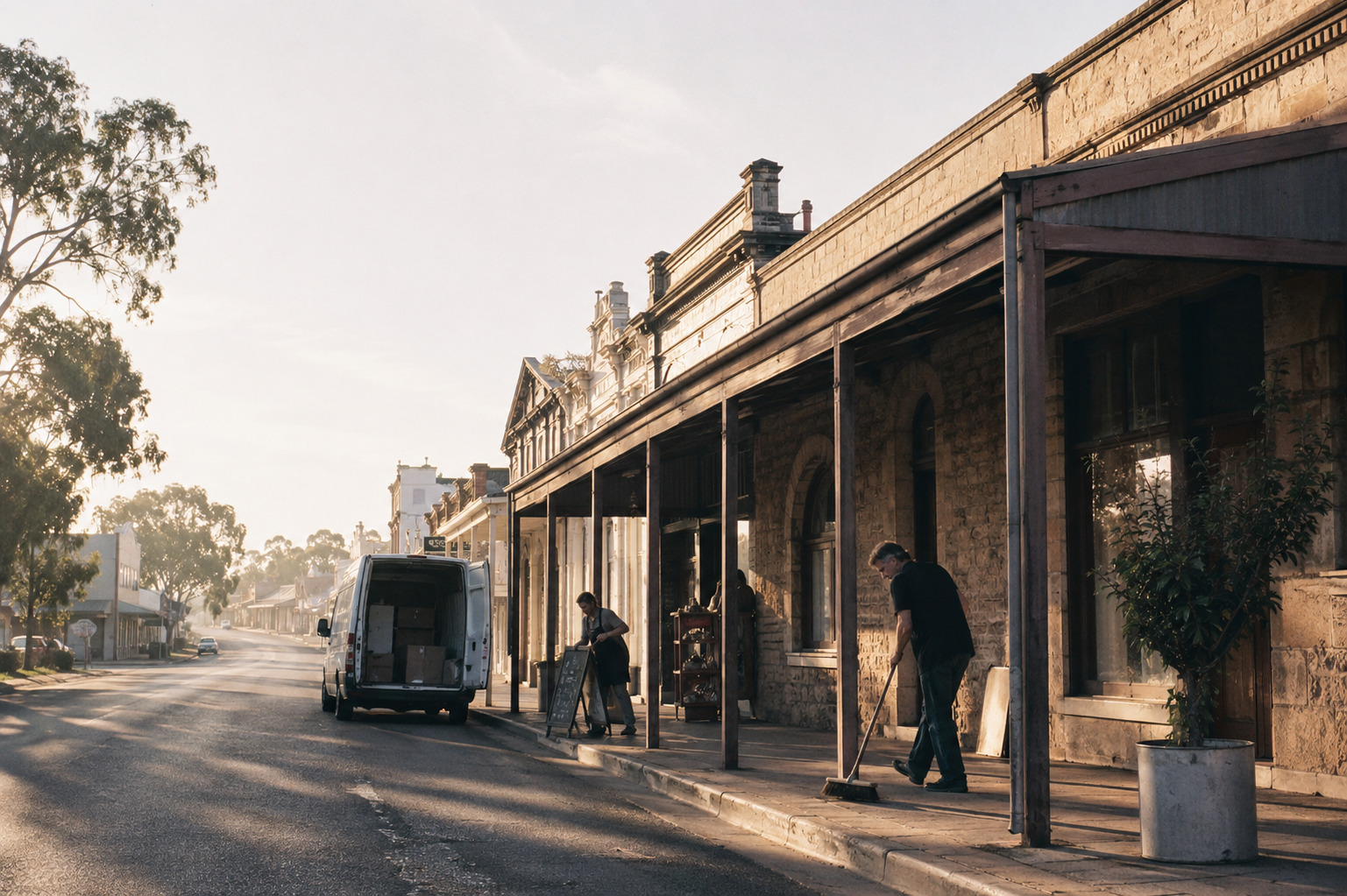 A Gawler main-street business at the start of the day