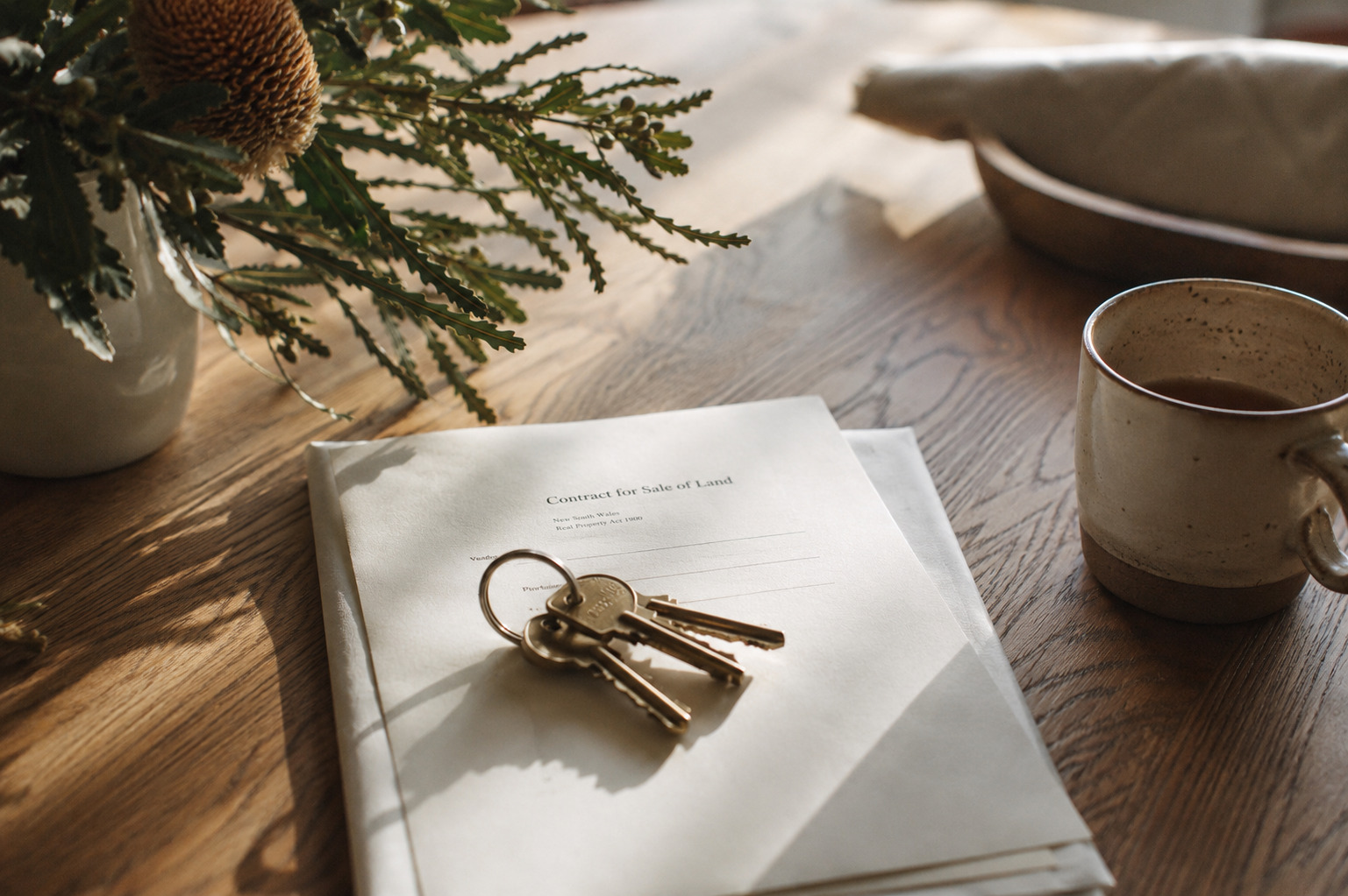 A set of keys on a folded property contract